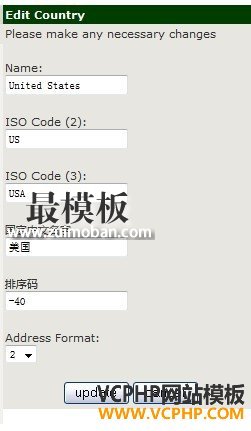 Zen-cart国家表字段编辑