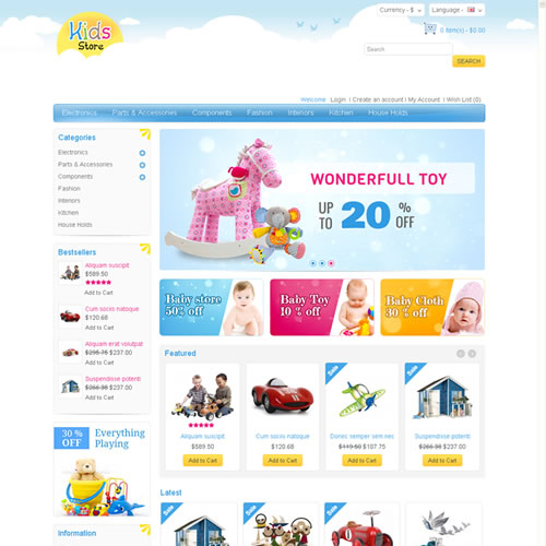 OpenCart模板Kids Store 婴幼儿用品商城