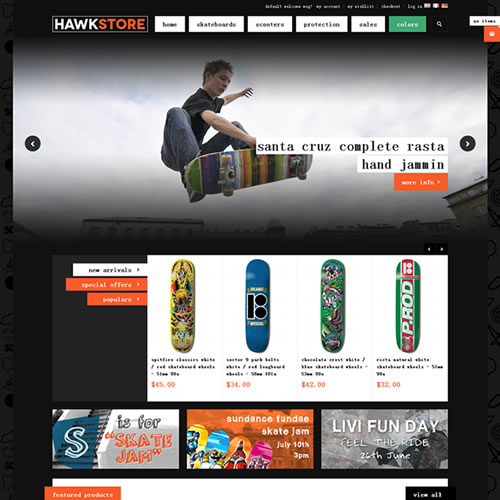 Magento多语言多颜色踏板车主题商城模板 JM Hawkstore