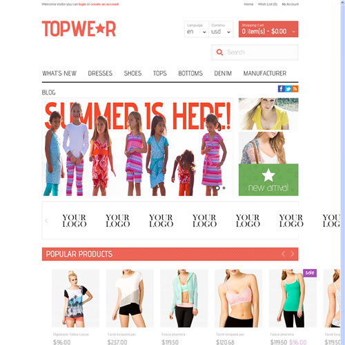  OpenCart 时装儿童服饰TopWear商城模板