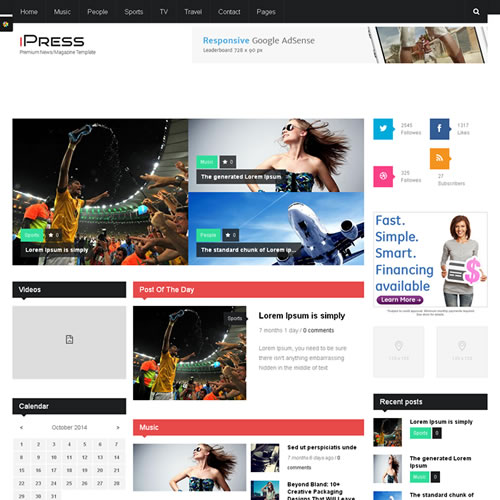Drupal新闻网站iPress主题模板