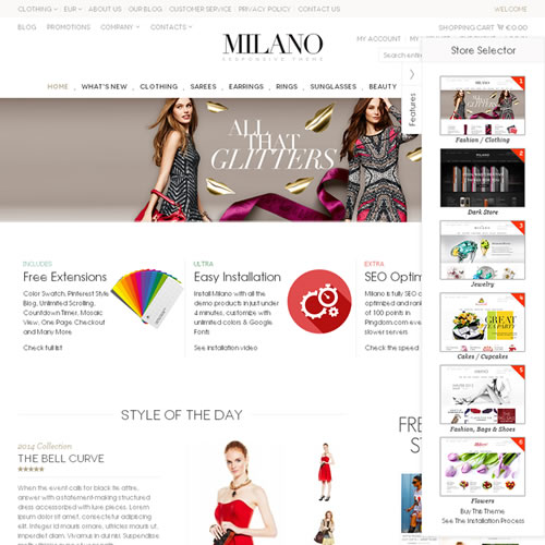 Magento响应式服装商城模板Milano带博客