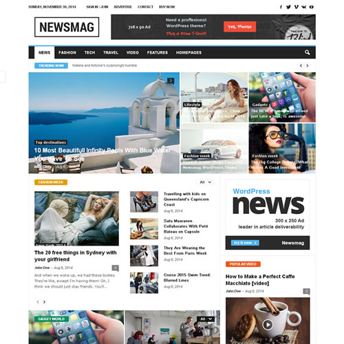 Wordpress新闻杂志报纸Newsmag模板