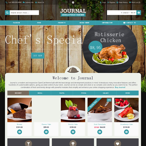 OpenCart食品主题JOURNAL商城模板