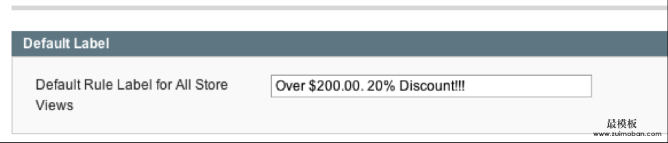 magento shopping cart price rule label