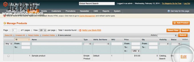 magento Products Edit