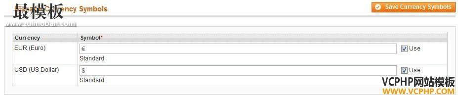 Magento货币符号设置