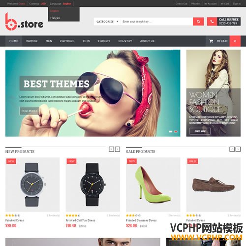Prestashop手表BStore响应式商城模板