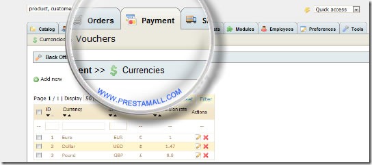 如何在Prestashop中添加货币－1