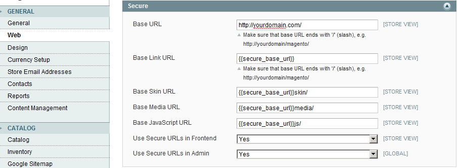 启用在Magento获取Url https