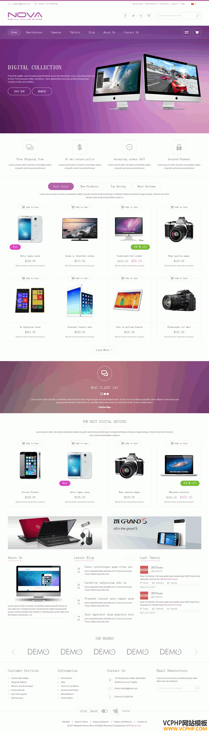 Magento SNS Nova 数码产品主题模板