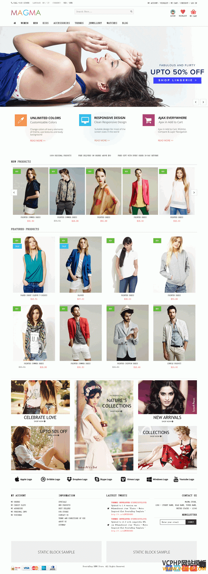 PrestaShop MAGMA 男女时尚服装配珠宝商城主题模板
