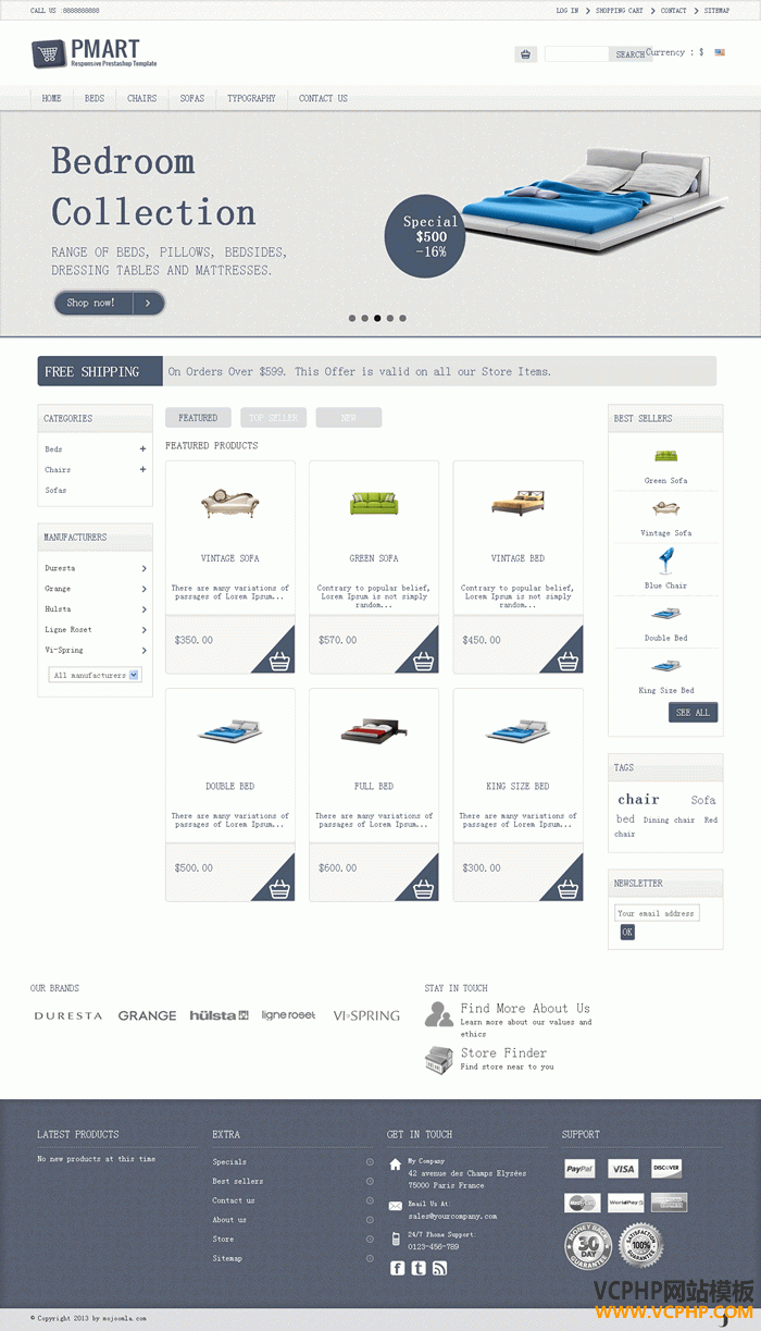 prestashop Pmart家具主题商城模板