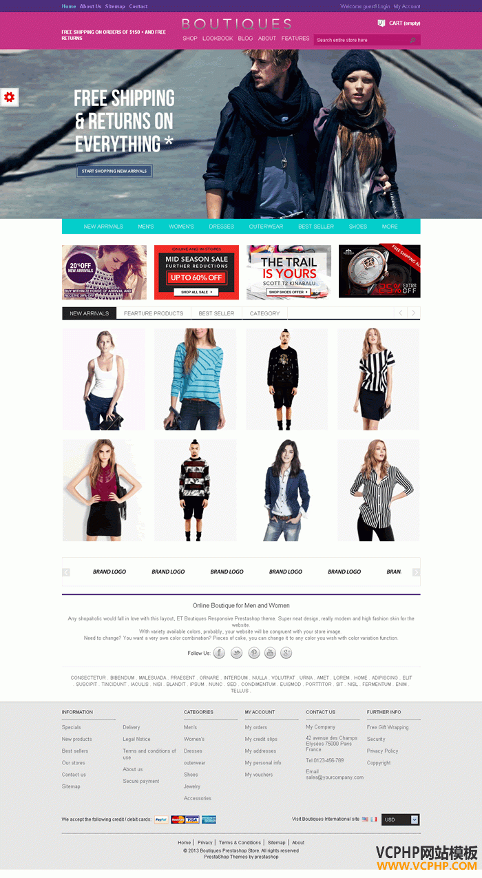 PrestaShop ET Boutique 男女服装商城