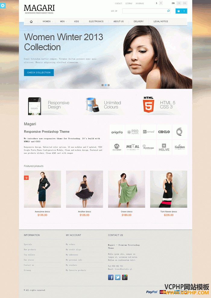 Prestashop Magari男女儿童服饰商城模板