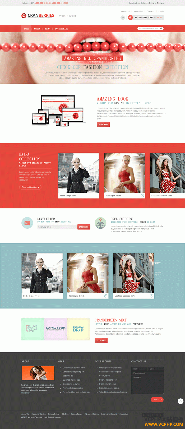 Magento 男女服饰主题自适应商城模板CRANBERRIES