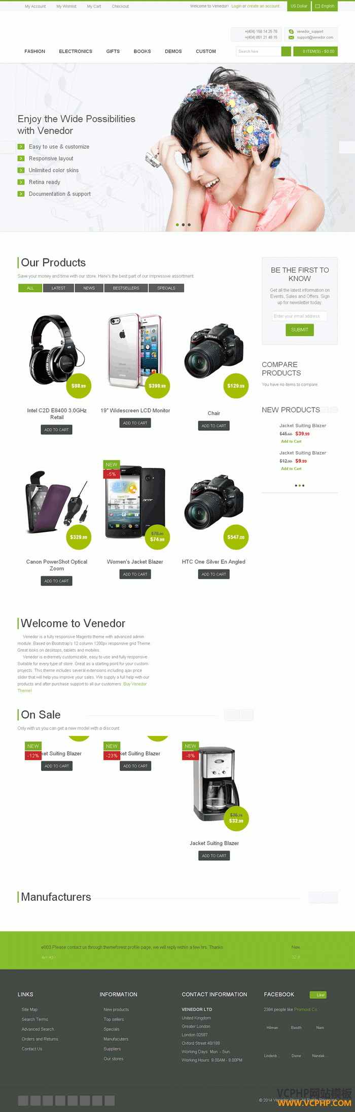 Magento 数码科技电子产品商城模板Venedor