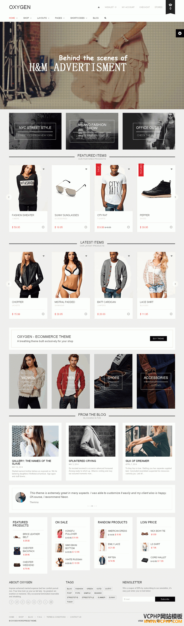 WordPress 男女鞋服多功能主题商城模板Oxygen