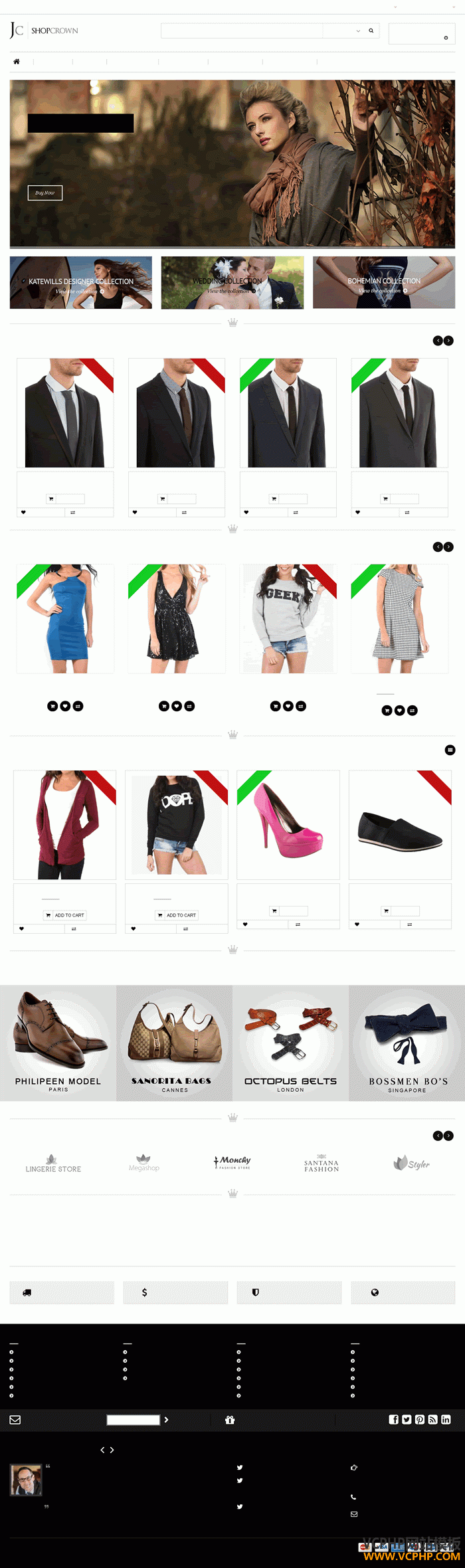 Magento 男女鞋服商城主题模板Shopcrown 