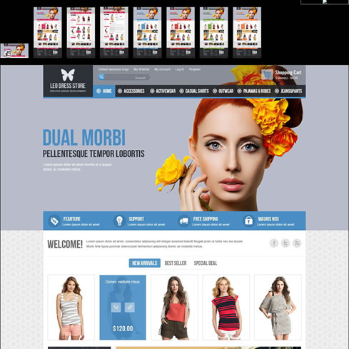 Prestashop时尚服装店Leo Dress Store自适应多肤色商城模板