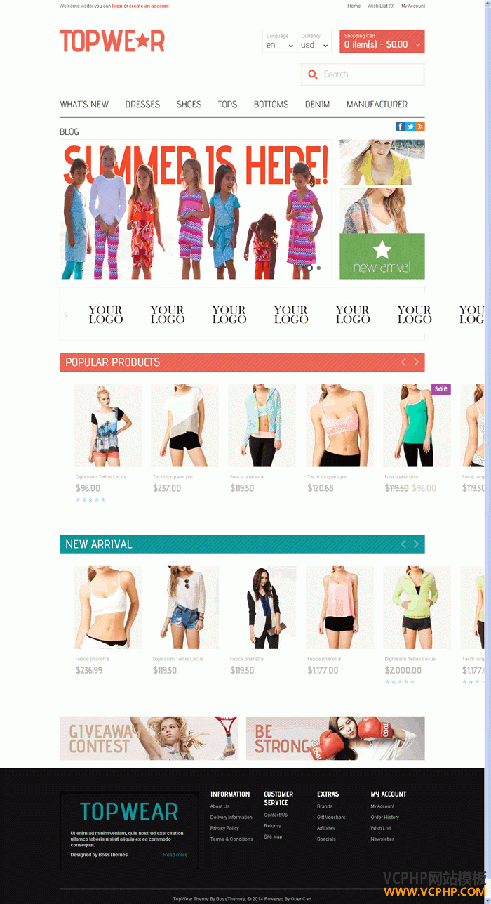  OpenCart 时装儿童服饰TopWear商城模板