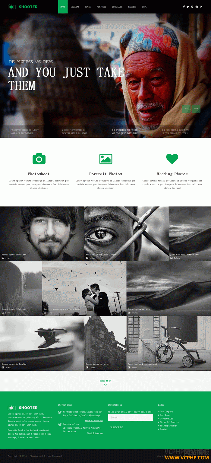 JOOMLA企业站摄影作品产品展示站SHAPER SHOOTER模板