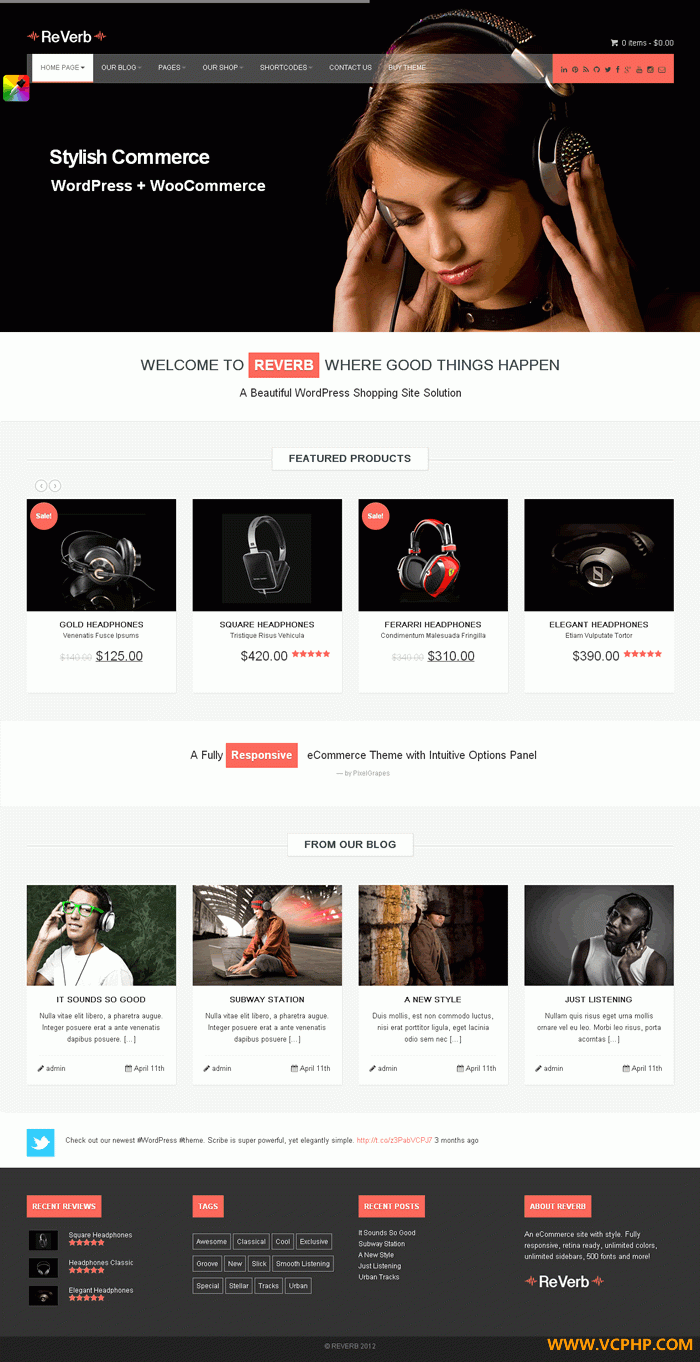 WORDPRESS 商城企业产品展示站博克耳机主题ReVerb模板