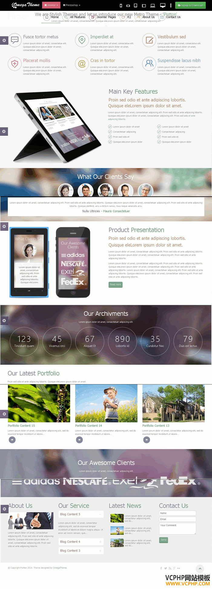 JOOMLA英文外贸企业公司产品展示站 OT PISTTON