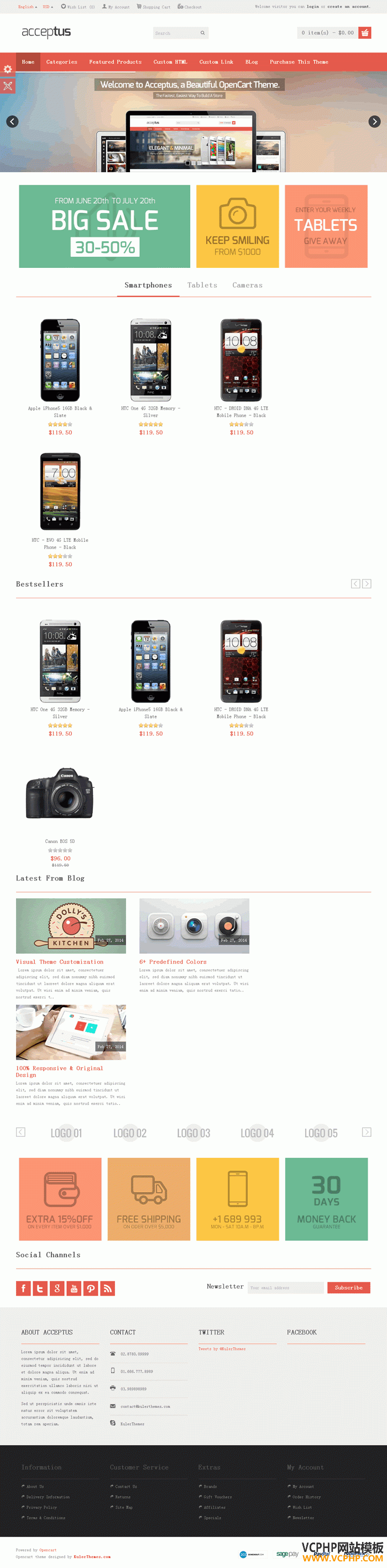 Opencart数码手机Acceptus主题模板 