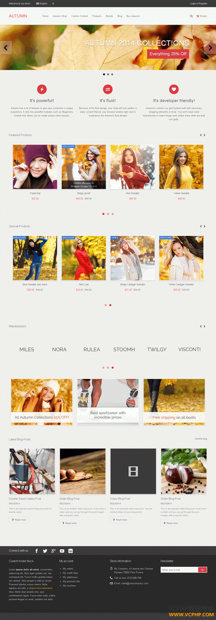 Prestashop博客Autumn主题模板