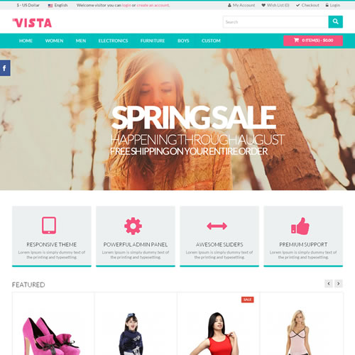 OpenCart鞋服家具Vista商城模板