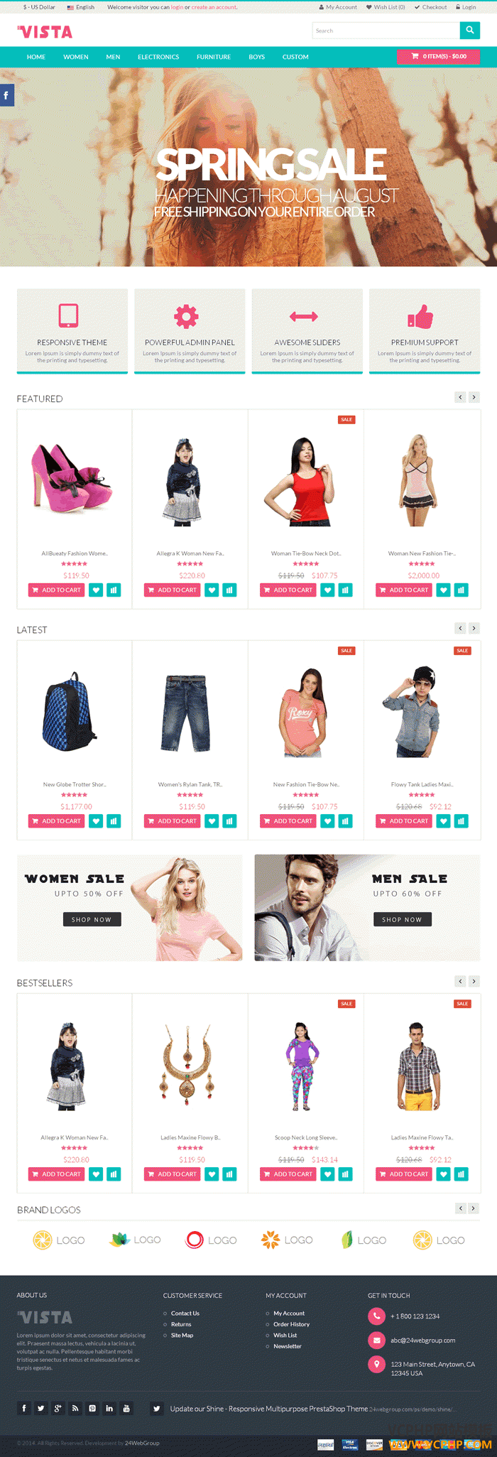 OpenCart鞋服家具Vista商城模板