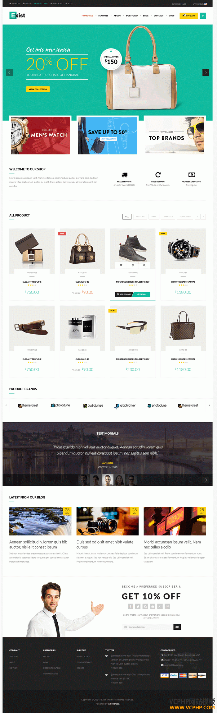 Prestashop Leo Exist鞋包主题商城模板