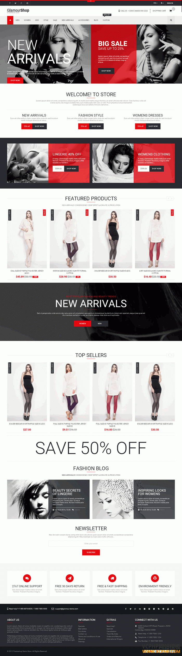 Prestashop服装商城GlamourShop模板