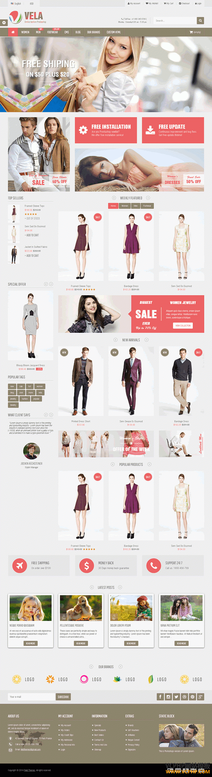 Prestashop服饰主题商城模板Vela