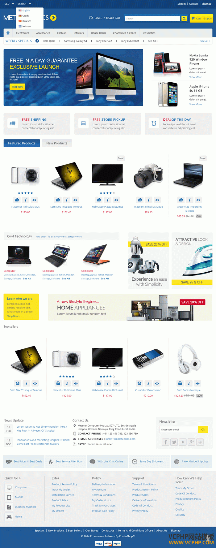 prestashop数码meta Tronics商城模板