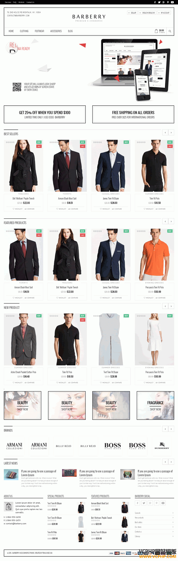 PrestaShop服装Barberry商城模板