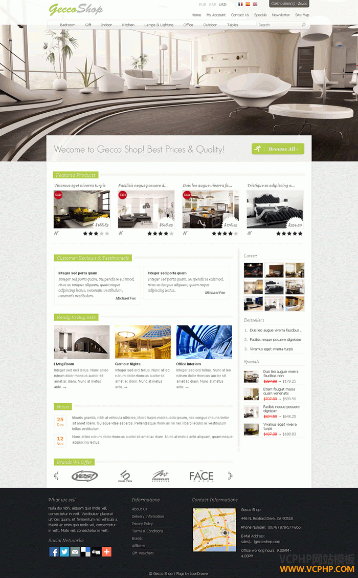 Opencart家具geccoshop商城模板