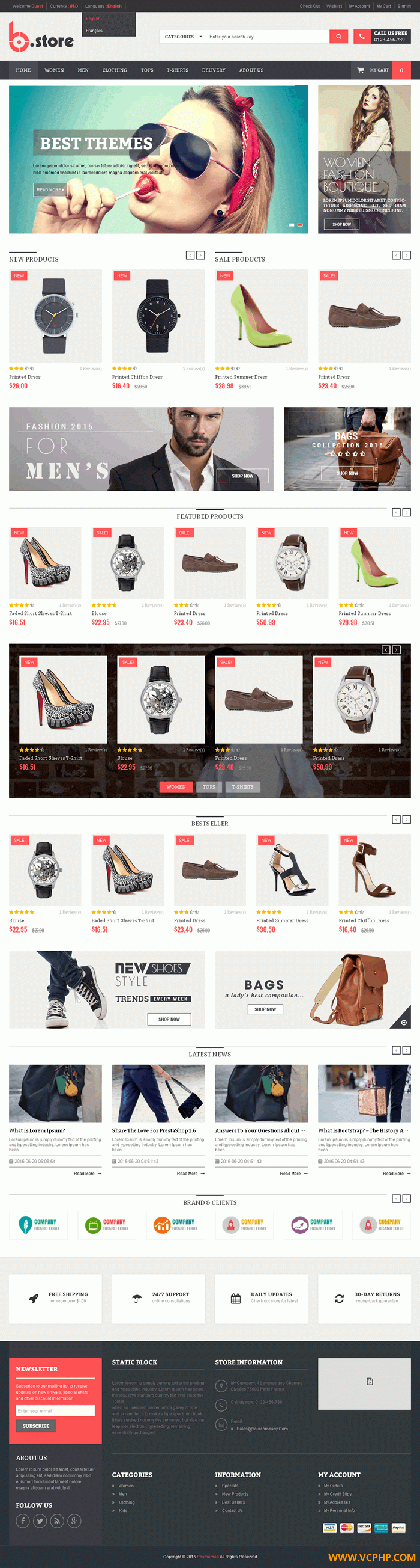 Prestashop手表BStore响应式商城模板