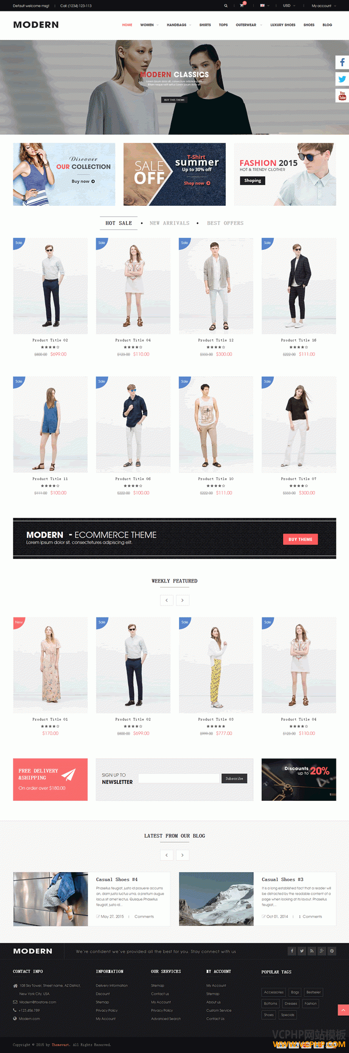 Magento服装Modern商城模板