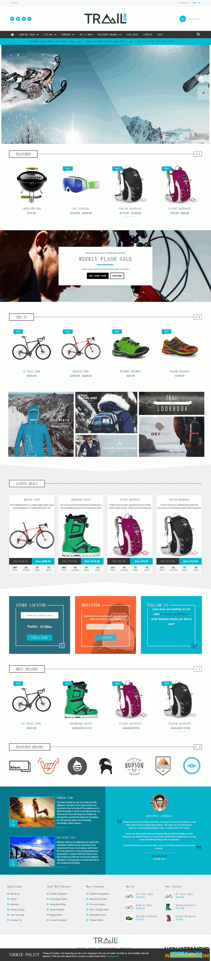 Prestashop外贸户外TrailMix商城模板