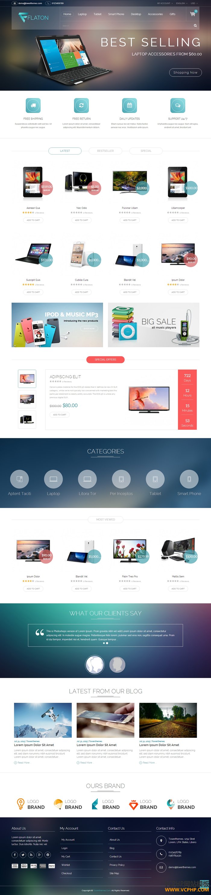 OpenCart外贸Flaton数码商城模板