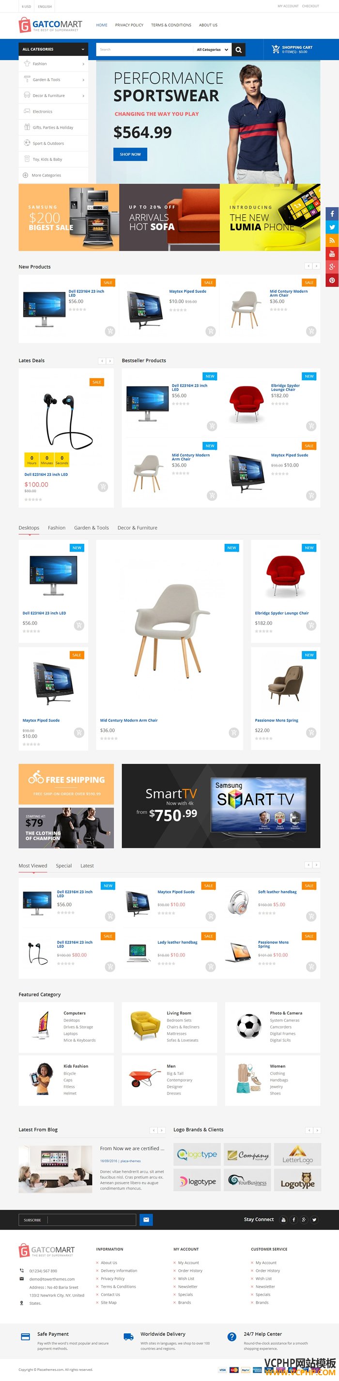 Opencart外贸电器数码GatcoMart商城模板