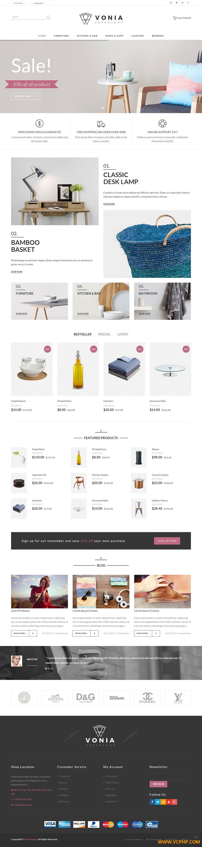 OPENCART外贸家具商城模板VONIA